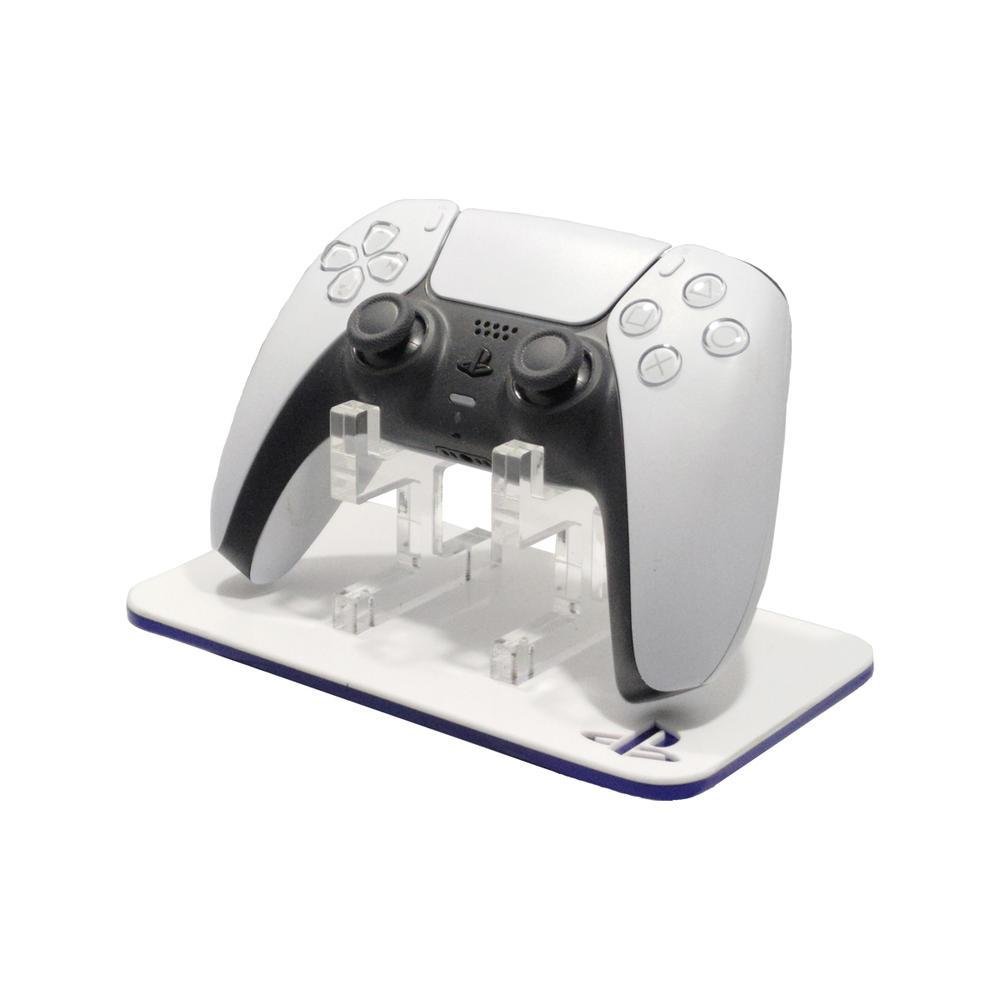 Suporte Controle Bancada Playstation Branco E Azul - Material Acrílico