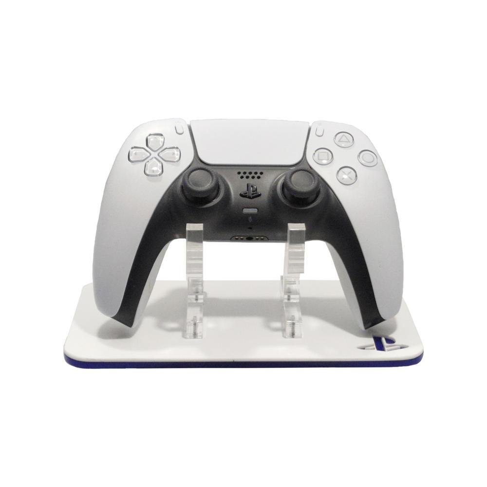 Suporte Controle Bancada Playstation Branco E Azul - Material Acrílico