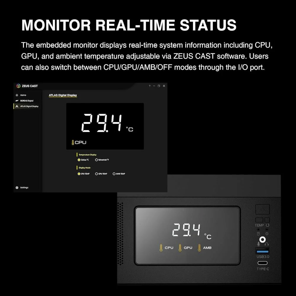 Gabinete Gamer Atx Gamdias Atlas M1, Mid Tower, Monitor De Status