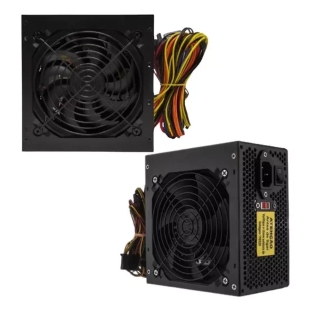Fonte Atx 500w Para Computador 12v Bivolt Preto Sem Cabo Fonte Atx 500w Para Computador 12v Bivolt Preto Sem Cabo