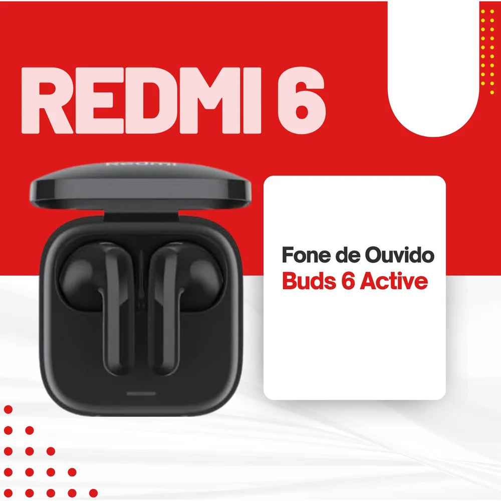 Xiaomi Redmi Buds 6 Active, Fones De Ouvido Sem Fio, Bluetooth Bateria 20 horas, Resistente à Água e Suor - view 3