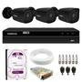 Kit 3 Câmeras Tudo Forte Bullet TF 2020 B Black Full HD 1080p Lente 2.8mm Visão Noturna 20M IP66 + DVR Intelbras MHDX 1204 4 Canais + HD 2TB Purple