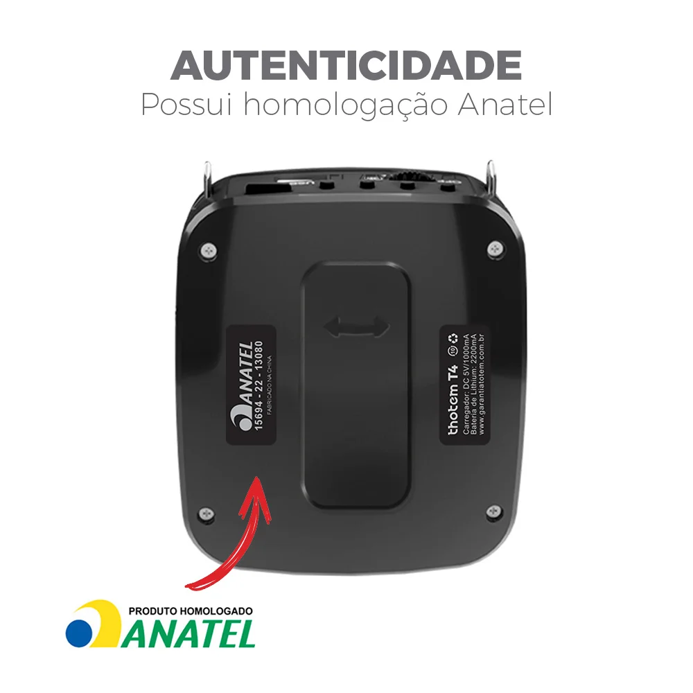 Amplificador Profissional Portátil de Voz THOTEM T4, 15W de potência e acompanhado de Microfone com fio – O Kit do Professor Amplificador Profissional Portátil de Voz THOTEM T4, 15W de potência e acompanhado de Microfone com fio – O Kit do Professor