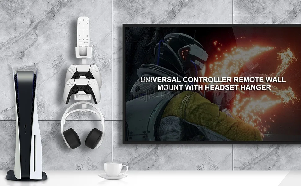 Suporte De Parede Universal Para Controle E Fone De Ouvido Playstation 5 Ps4 Ps3 XBOX Series One Switch Branco Suporte De Parede Universal Para Controle E Fone De Ouvido Playstation 5 Ps4 Ps3 XBOX Series One Switch Branco