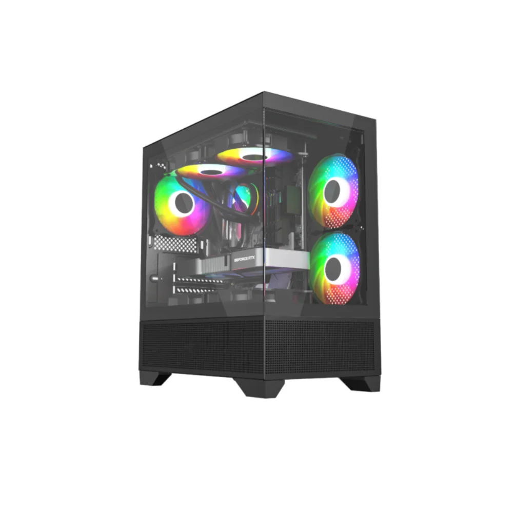 Gabinete Liketec Kingdom Dark Mid Tower Vidro Temperado Usb S/fan Preto Gabinete Liketec Kingdom Dark Mid Tower Vidro Temperado Usb S/fan Preto