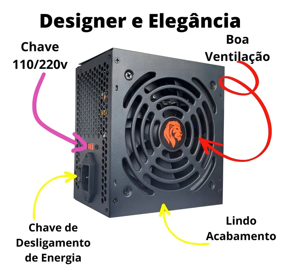 Fonte Atx 500w Hayom Pw1605-RGB