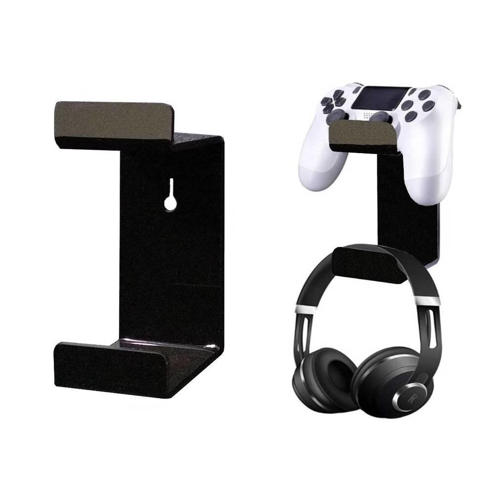 Suporte De Parede Para Controles Ps4 E Fone Headset Gamer Organizar Setup Preto Suporte De Parede Para Controles Ps4 E Fone Headset Gamer Organizar Setup Preto