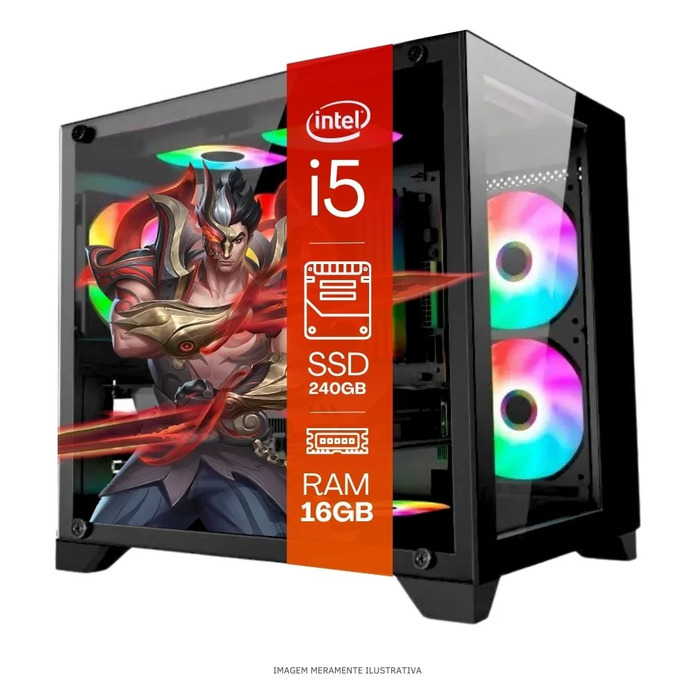 "Computador PC Gamer Completo Balão.info Intel Core I5 SSD 240GB 16gb Gabinete Aquário Teclado Mouse Mouse Pad E Headset Gamer Monitor 19"" WINDOWS 10 Pro Trial" - view 3