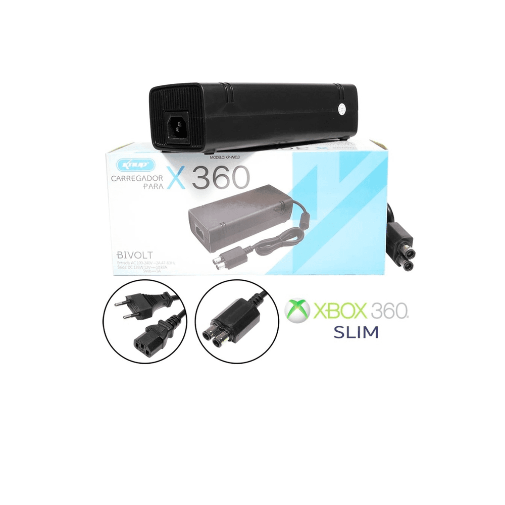 Carregador Video Game Slim 2 Pinos 110/220v Kp-w013 Carregador Video Game Slim 2 Pinos 110/220v Kp-w013