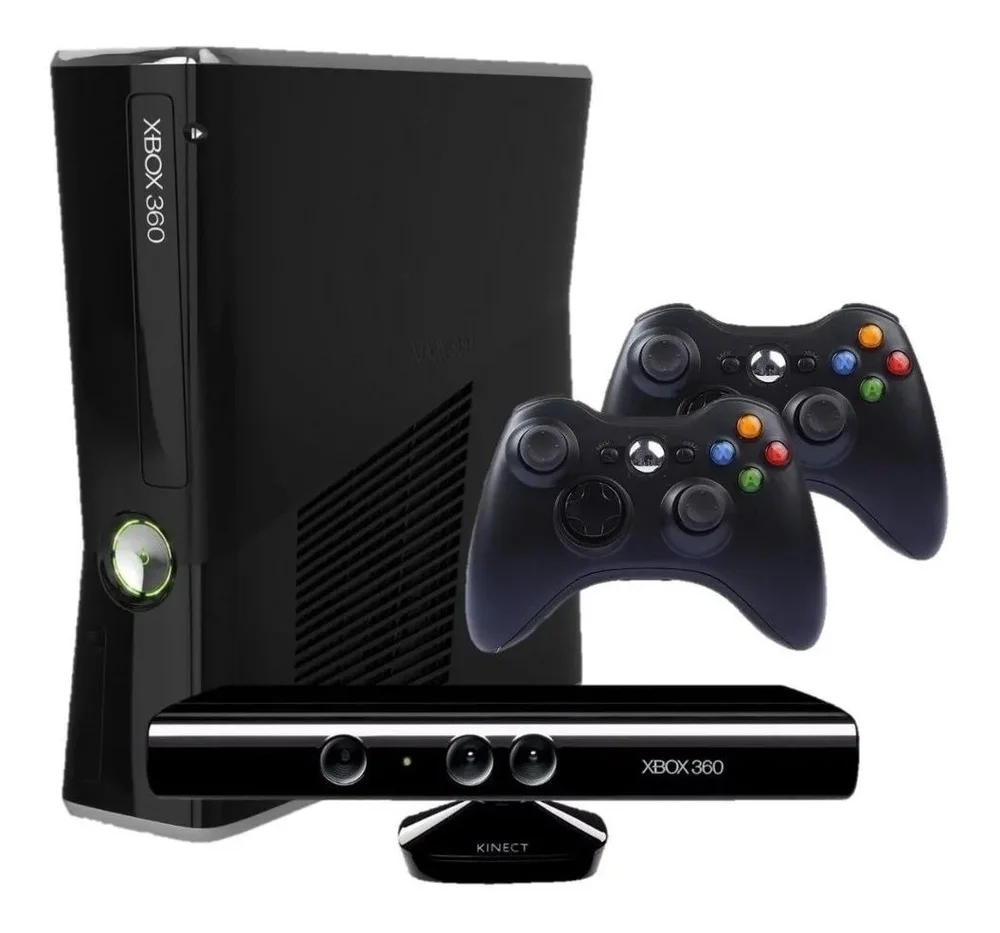XBOX 360 Slim 250gb 2 Controles + Kinect E 5 Jogos Standard Preto XBOX 360 Slim 250gb 2 Controles + Kinect E 5 Jogos Standard Preto