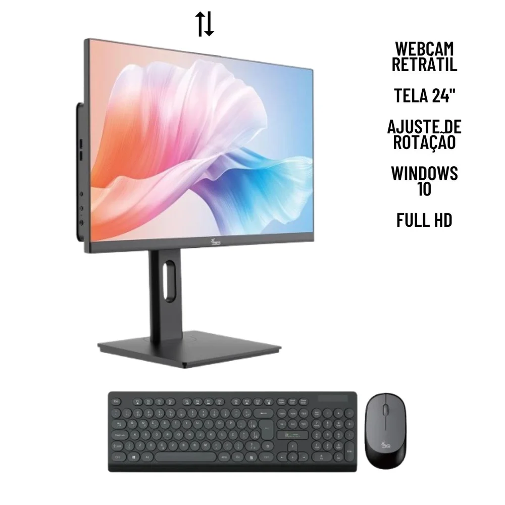 "Computador All In One I5 16gb Ram SSD 960gb Tela 24"" Com Webcam E Ajuste De Altura WINDOWS 10 - Preto." em Campinas - foto 4