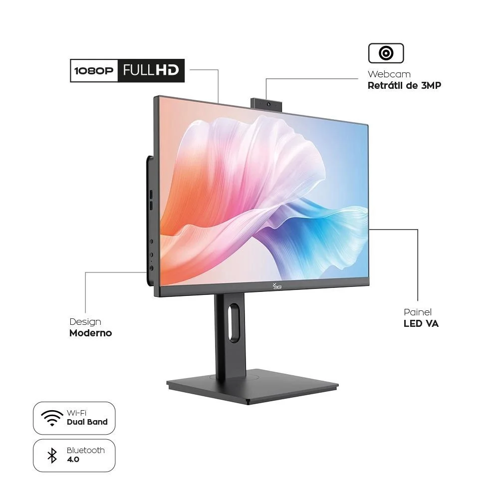 "Computador All In One I5 16gb Ram SSD 960gb Tela 24"" Com Webcam E Ajuste De Altura WINDOWS 10 - Preto." em Campinas - foto 5