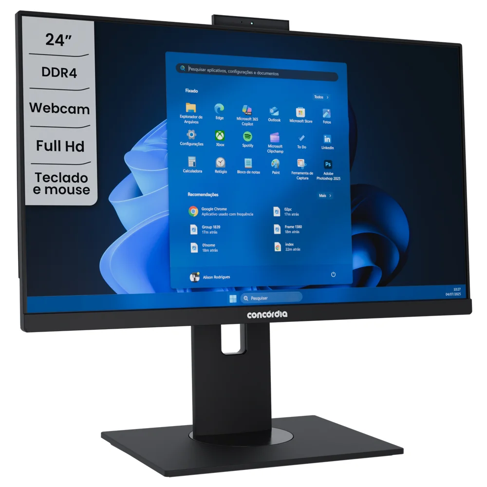 "Computador All In One Concórdia Core I5 12400 8GB Ddr4 SSD 256gb 23.8""full Hd Webcam Wifi Preto" em Campinas