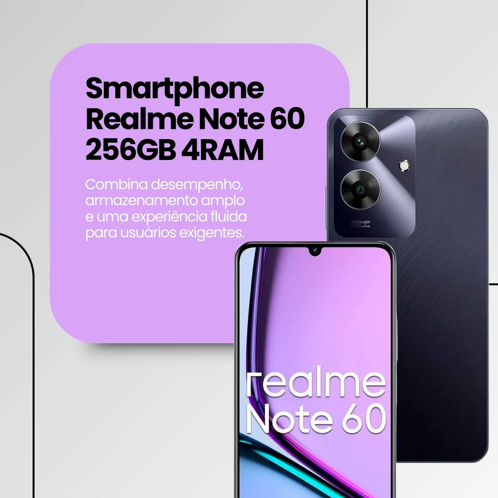 Smartphone Realme Note 60 256GB 4GB RAM KaBuM