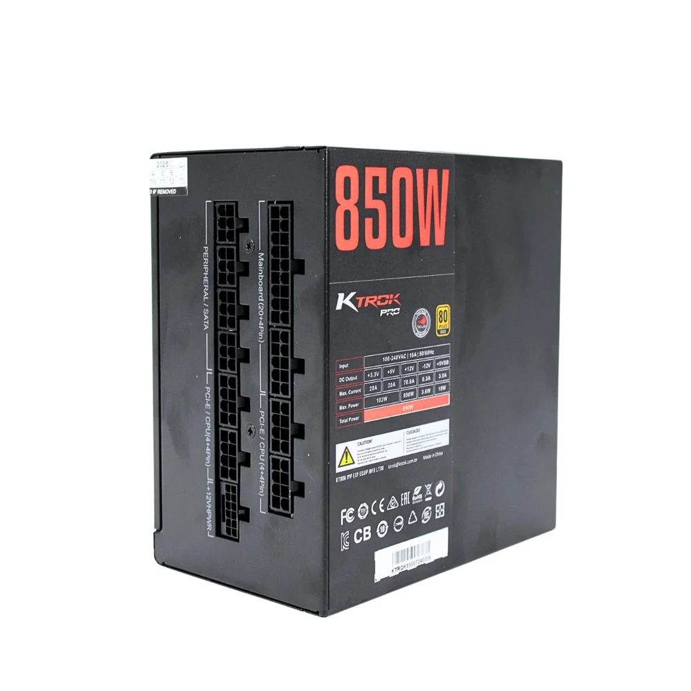 Fonte Gamer Ktrok Hyper Thunder 850w Full Modular Gold Atx 3.1 Fonte Gamer Ktrok Hyper Thunder 850w Full Modular Gold Atx 3.1
