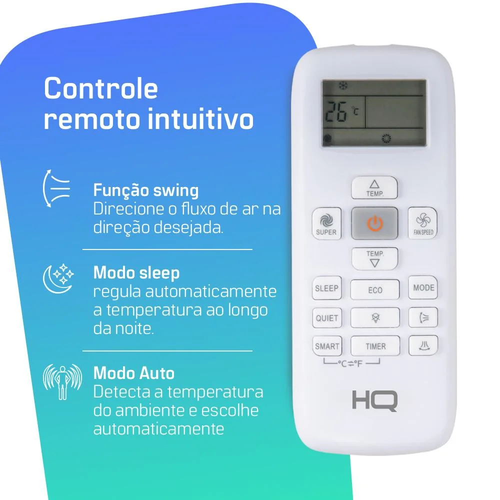 Ar Condicionado Split Hq Hi Wall Inverter 9.000 Btu/h Frio Monofásico Branco Hq-inv9000fh - 220v Ar Condicionado Split Hq Hi Wall Inverter 9.000 Btu/h Frio Monofásico Branco Hq-inv9000fh - 220v