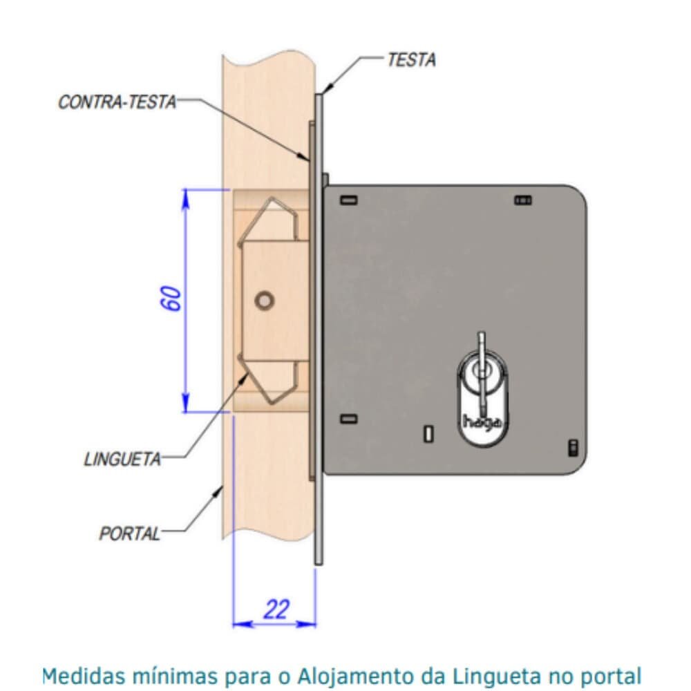 Fechadura Interna 622 Porta De Correr Asa De Avião 45mm Ros529 Cromo Acetinado Haga