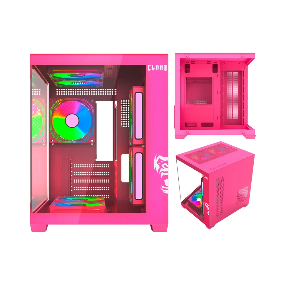 Gabinete Gamer Aquário Candy Clanm, Tower, Mini-itx - Micro-atx, Vidro Temperado Lateral , Rosa Gabinete Gamer Aquário Candy Clanm, Tower, Mini-itx - Micro-atx, Vidro Temperado Lateral , Rosa