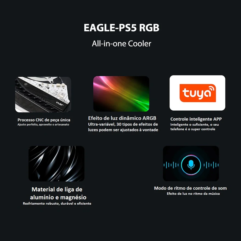 Dissipador RGB Compativel Playstation 5 Ps5 SSD Nvme M.2 Radiador Jeyi