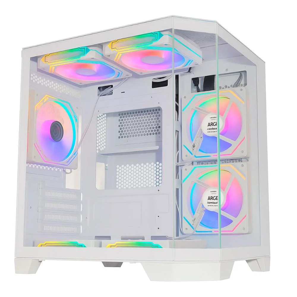 Gabinete Gamer K-mex Aquario Cg-w620 Angulo Branco Micro Atx Sem Fan