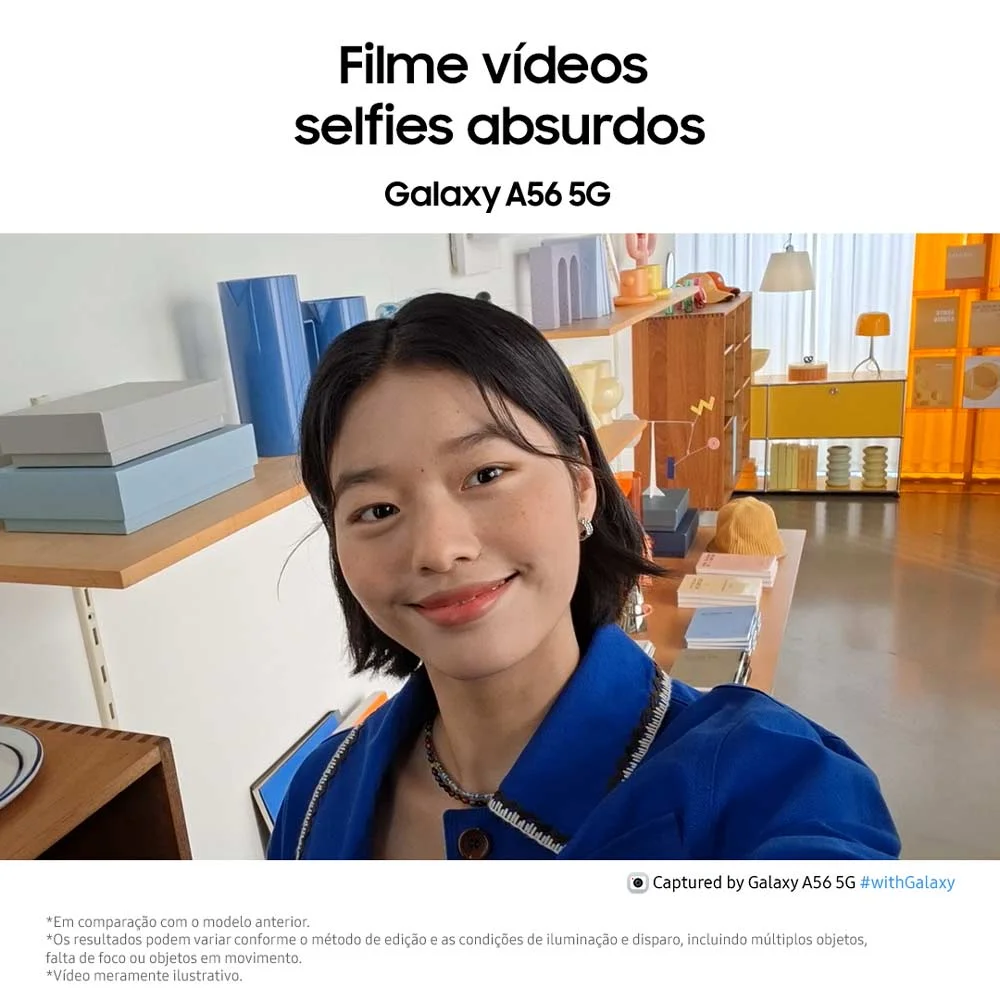 Celular Samsung Galaxy A56 5g 128GB, 8GB Ram, Câmera 50mp, Ip67, Super AmoLED 6.7”, Recursos Ai - Cinza