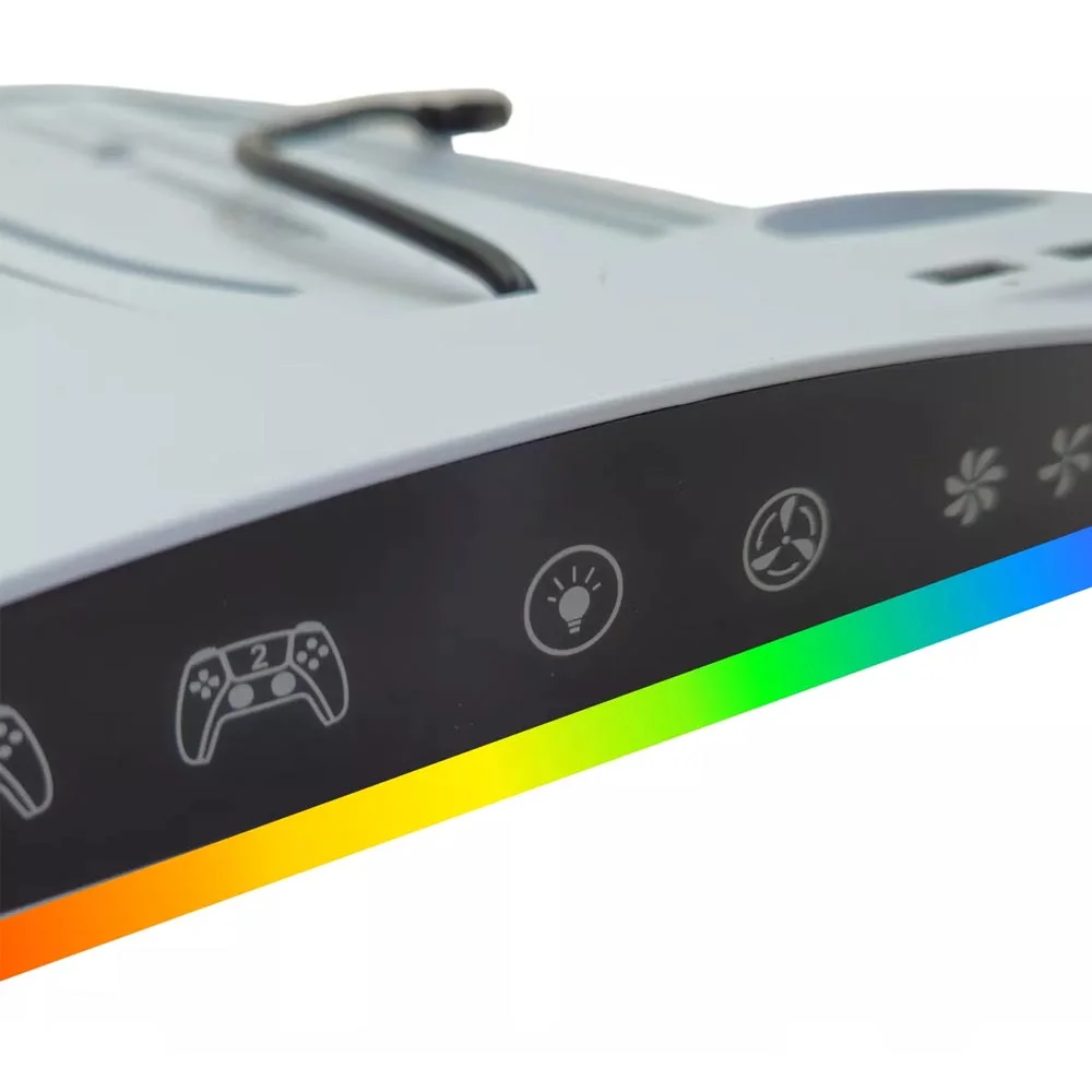 Base Para Ps5 Slim Fat Cooler Suporte Controle Jogos LED RGB Base Para Ps5 Slim Fat Cooler Suporte Controle Jogos LED RGB