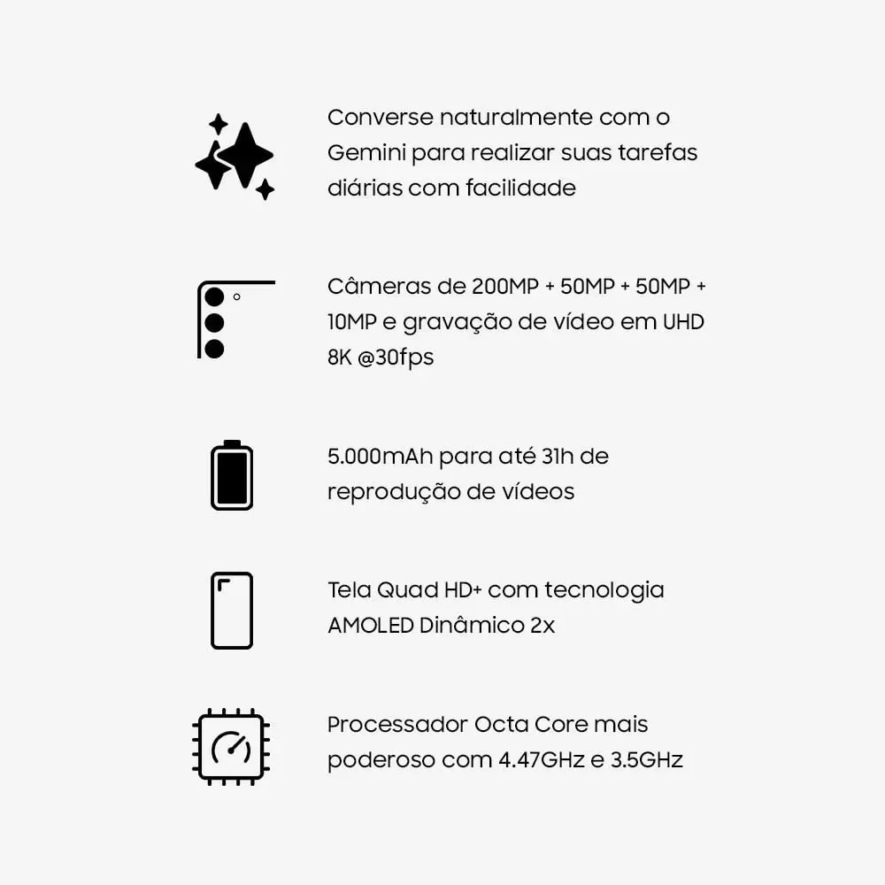 Celular Samsung Galaxy S25 Ultra 5g, 256gb, 12gb Ram, Câmera Quádrupla De 200+50+10+50, Tela Grande De 6.9” Titânio Jetblack - 256 Gb - S25ultra - Titânio Jetblack - #323641 - Bi-volt.