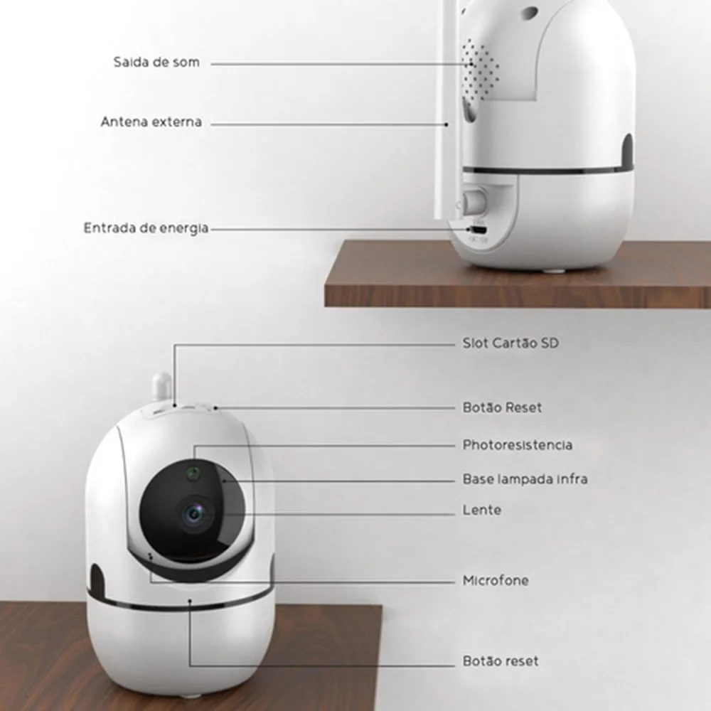Câmera De Segurança Ip 720p Visão Noturna Wireless Com Varredura