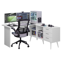Mesa Para Computador Gamer Em L 3 Gavetas Branco Lisboa Madesa