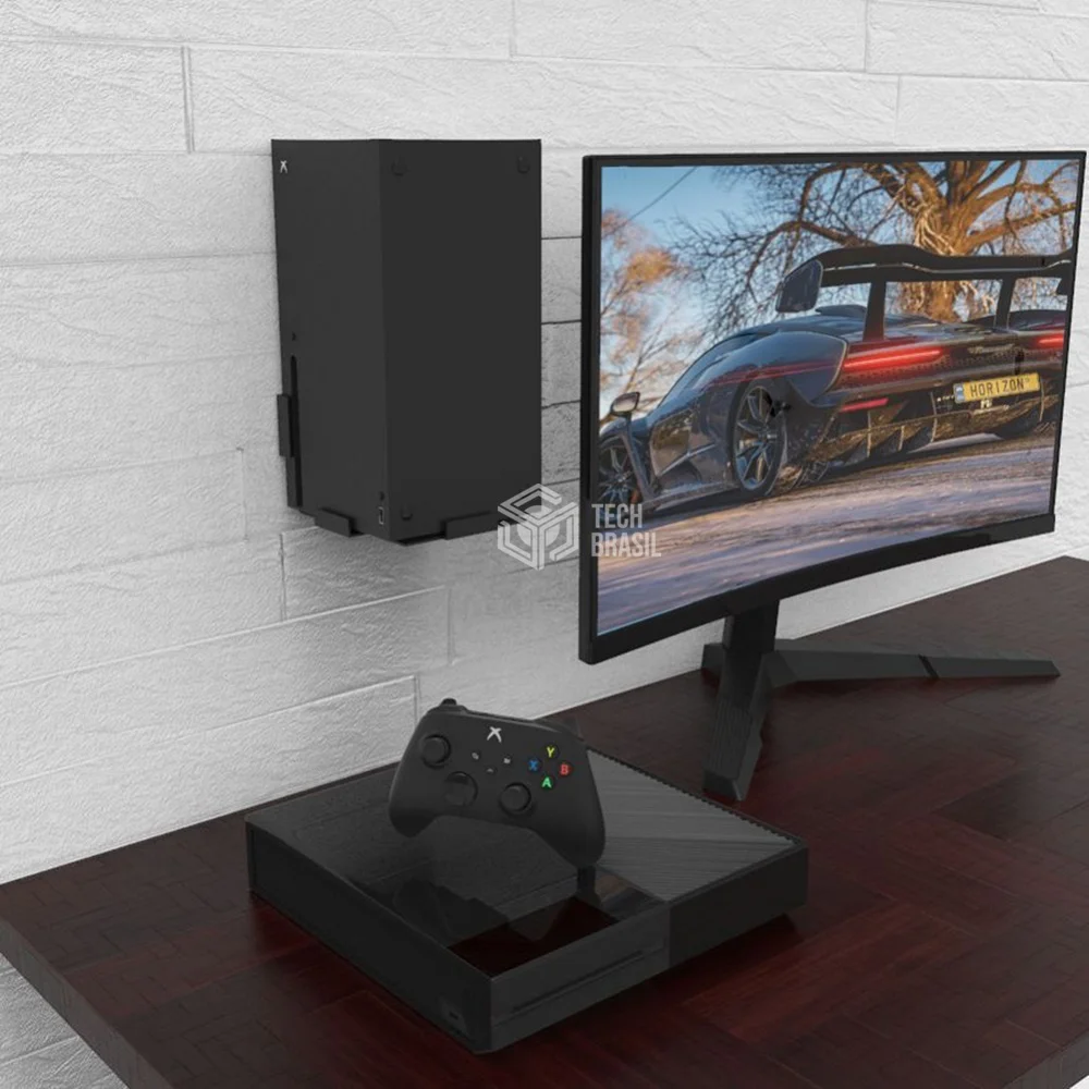 Suporte De Parede Em Aço Para XBOX Series X Base Preto Suporte De Parede Em Aço Para XBOX Series X Base Preto