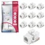 Kit 10 Peças Conector Rj45 Fêmea Utp Keystone Cat.5e Branco