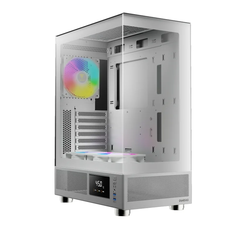 Gabinete Gamer Gamdias Atlas E1 Wh Digital, Mid-tower, Vidro Temp, 3 Fans, White - Atlas E1 Wh Gabinete Gamer Gamdias Atlas E1 Wh Digital, Mid-tower, Vidro Temp, 3 Fans, White - Atlas E1 Wh
