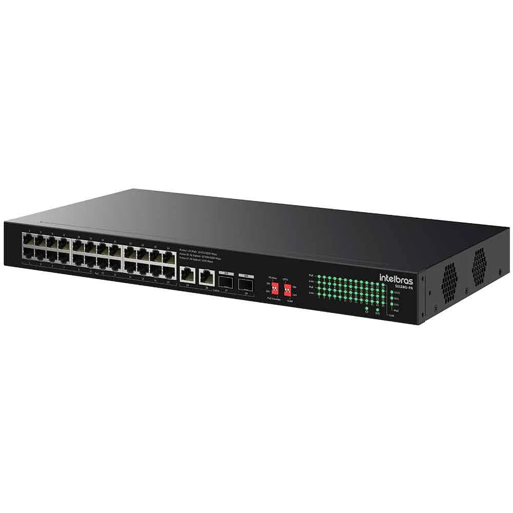 Switch Intelbras 24 Portas Gigabit Poe 246w Mais 2 Portas Gigabit E 2 Portas Sfp S1128g-pa - 4760127