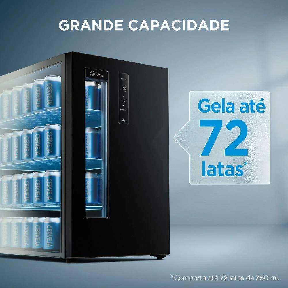 Cervejeira Frost Free Turbo 82l 3 Em 1 Com Painel Touch Preta 110v Midea