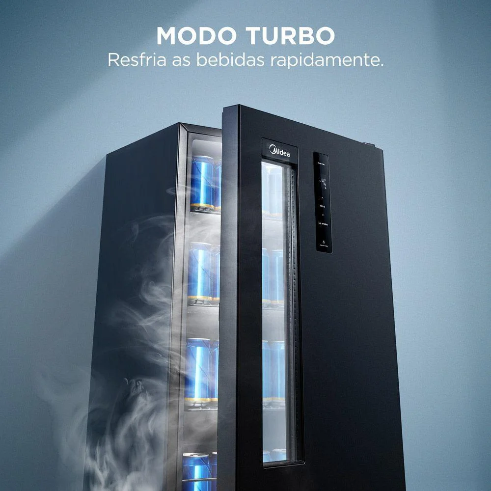 Cervejeira Frost Free Turbo 82l 3 Em 1 Com Painel Touch Preta 110v Midea