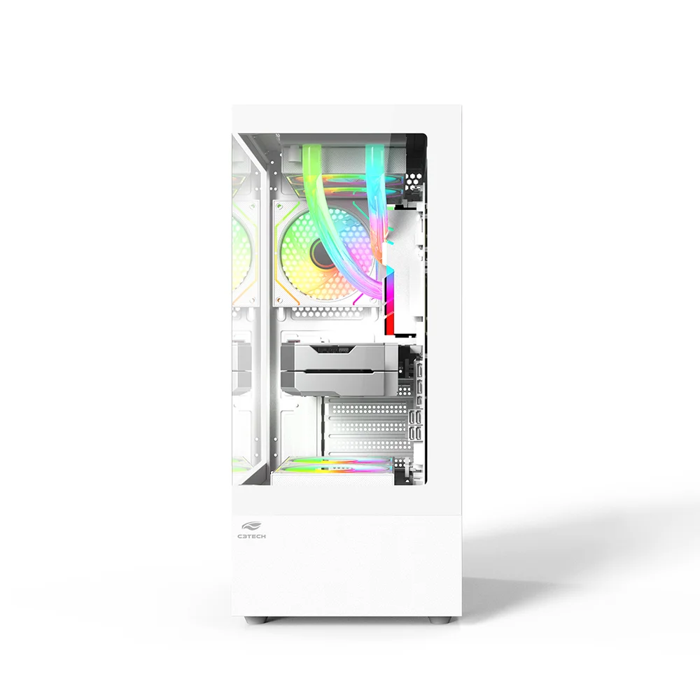 Gabinete Gaming C3tech Aquarius Branco Com Vidro Temperado Sem Fonte - Mt-g860wh