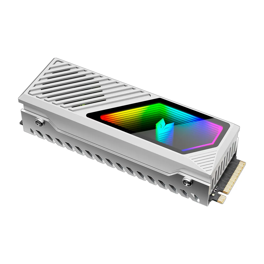 Dissipador de Calor para SSD Nvme, M.2 (2280), Branco, Com Ventilador, LED Infinito ARGB 5v 3 Pinos, Alumínio, Coolmoon CM-M2F Dissipador de Calor para SSD Nvme, M.2 (2280), Branco, Com Ventilador, LED Infinito ARGB 5v 3 Pinos, Alumínio, Coolmoon CM-M2F