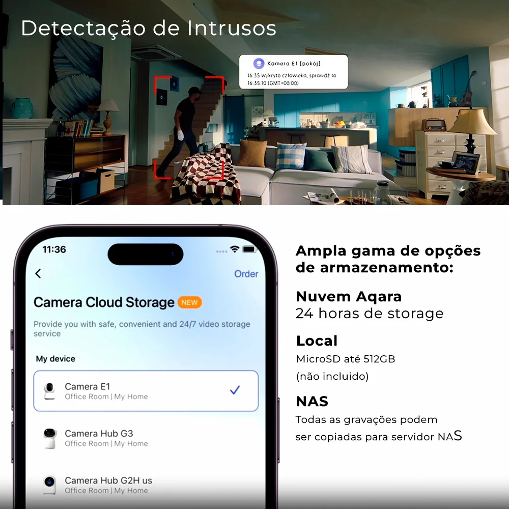 Câmera Segurança Ip Aqara E1 Alexa E Google Home Branca