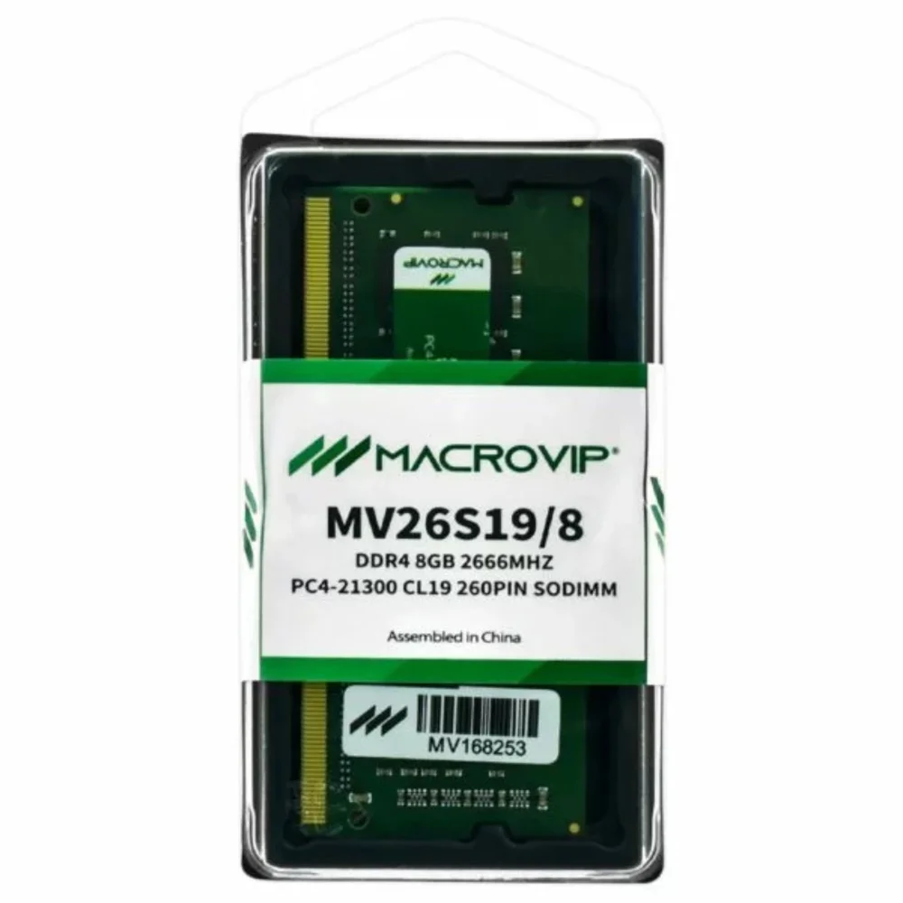 Memória Desktop Ddr4 8GB Macrovip 2666mhz PC4-21300 Cl19 Udimm Memória Desktop Ddr4 8GB Macrovip 2666mhz PC4-21300 Cl19 Udimm