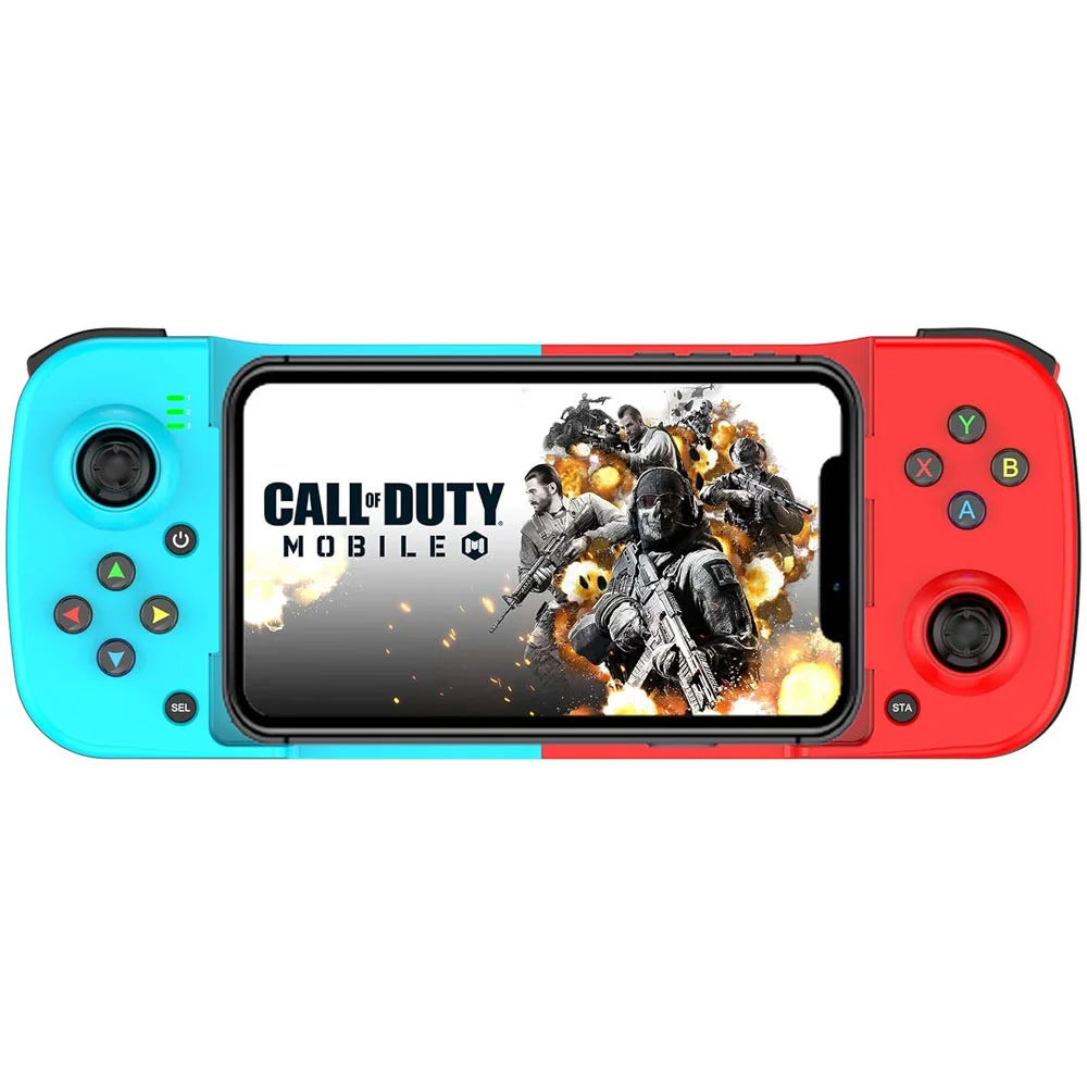 Gamepad Bsp-d3 - Controle Sem Fio Bluetooth - Compatível C/ Android E Ios - Recarregável Ergonomico Cor:azul/vermelho