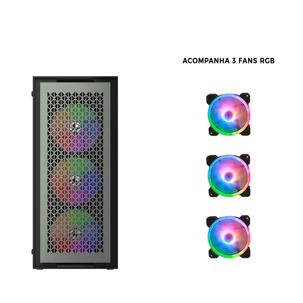 "Computador Gamer Intel i9 11ª 64gb Ram, SSD 2TB, RTX 3060 12gb, Monitor 23"" Curvo Branco, Gabinete X-frame Cinza" - view 4