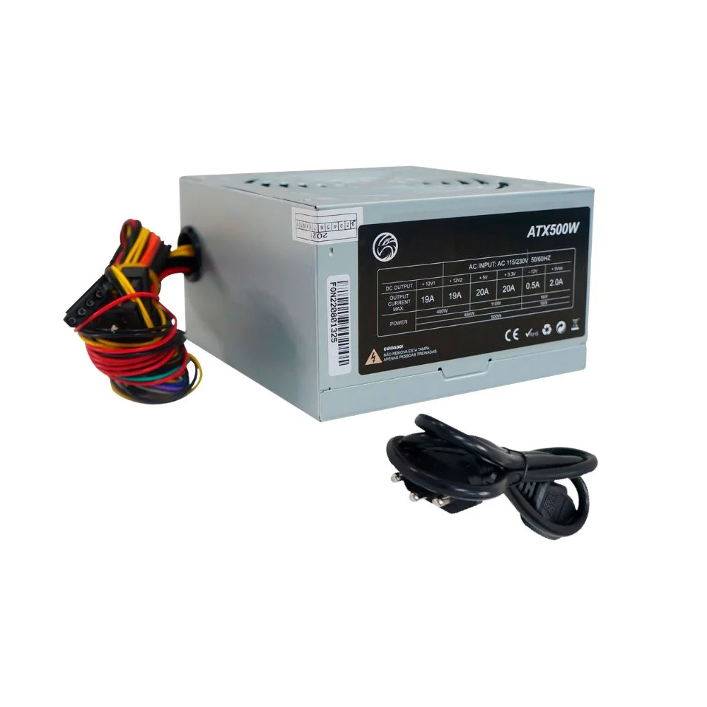 Fonte Brazilpc Atx 500w Bpc-5350b-m Com Cabo De Força Fonte Brazilpc Atx 500w Bpc-5350b-m Com Cabo De Força
