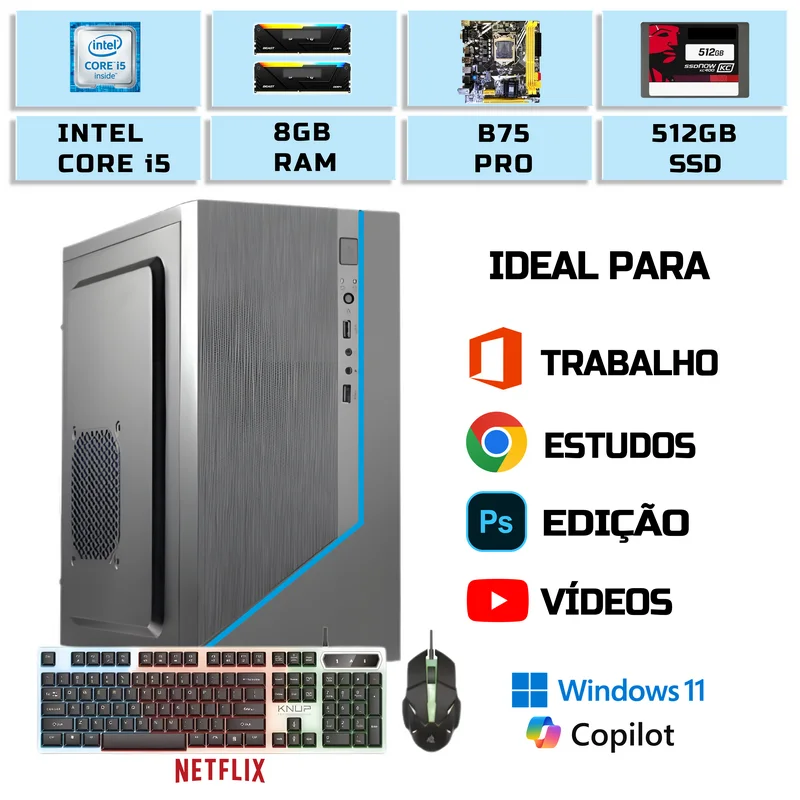 PC Cpu Gamer Completo Intel Vídeo Nvidea 512GB e 8gb Ram PC Cpu Gamer Completo Intel Vídeo Nvidea 512GB e 8gb Ram