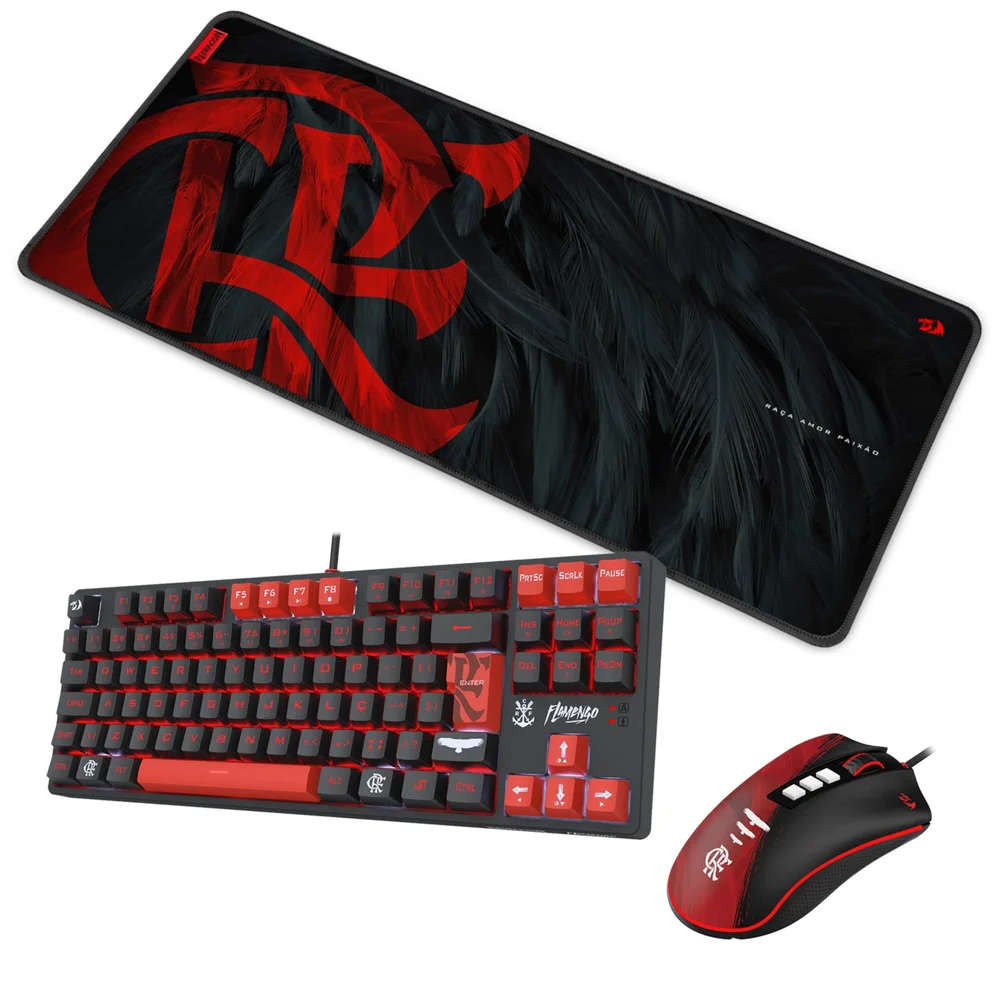 Kit Gamer Redragon Flamengo Teclado Mouse E Mousepad Kit Gamer Redragon Flamengo Teclado Mouse E Mousepad