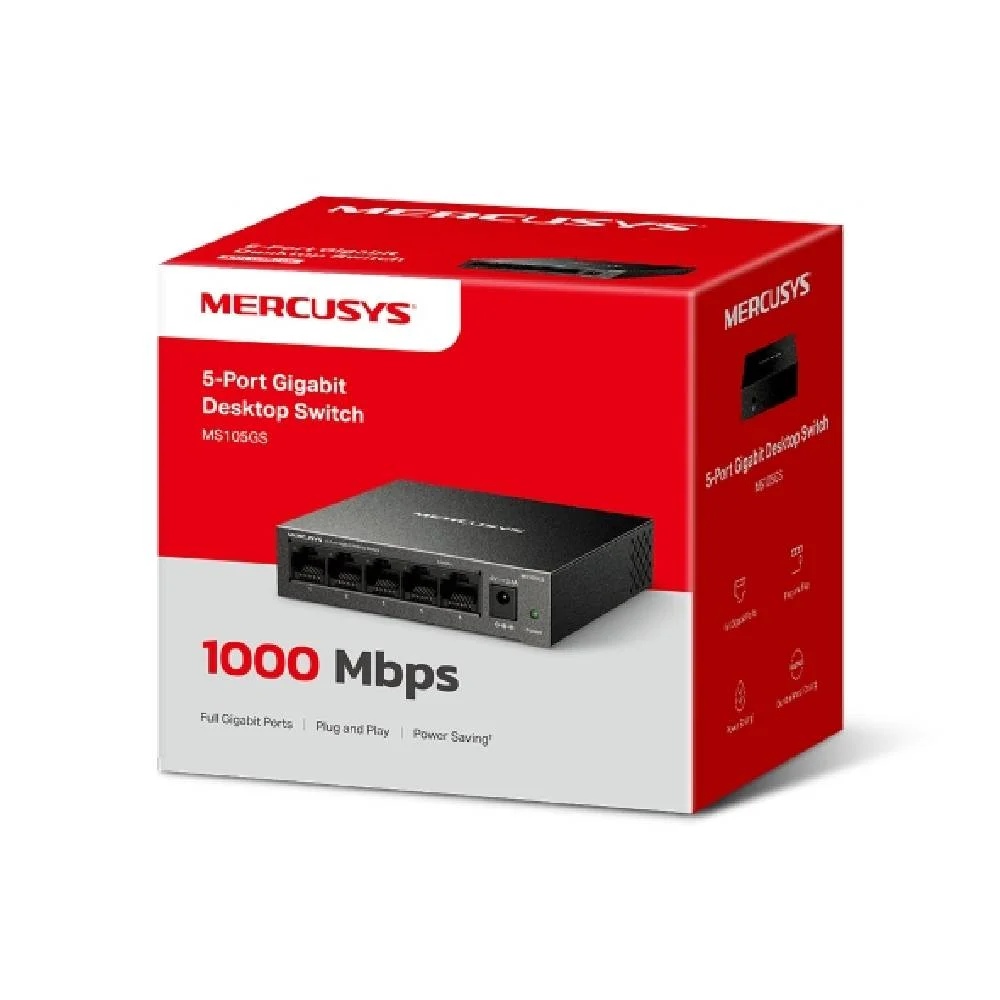 Switch Mercusys Ms105gs 5 Portas Gigabit 10/100/1000mbps Case Metal
