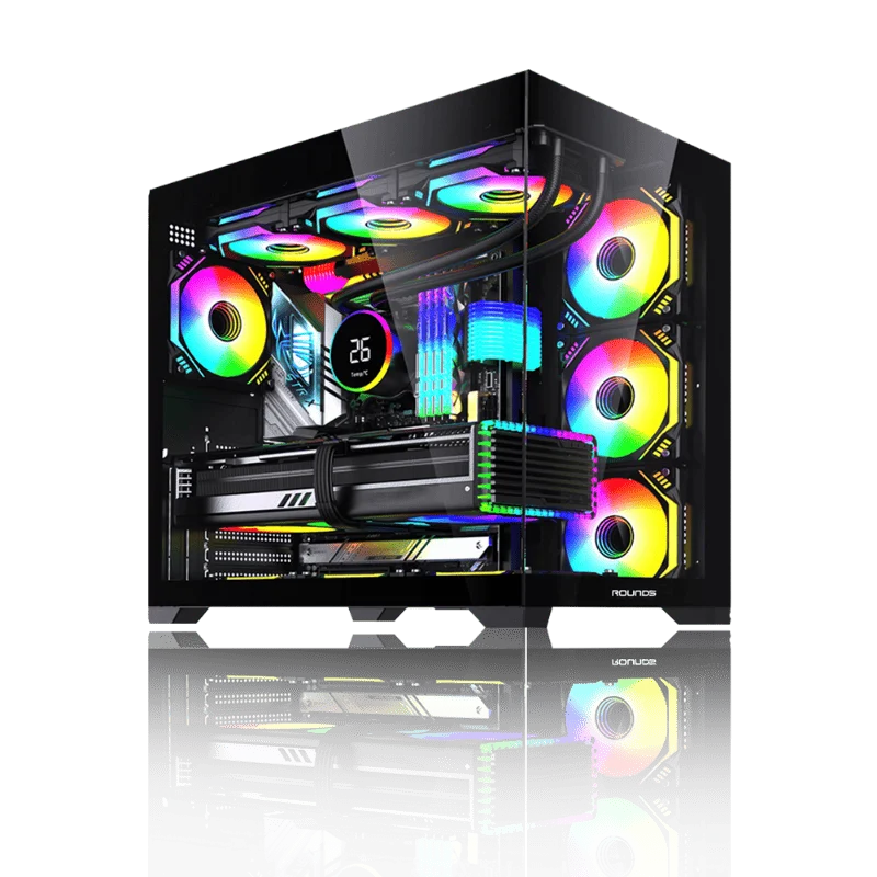 Gabinete Gamer Round5 Genos Black (atx / Aquario / Frontal Vidro / Sem Fan) Gabinete Gamer Round5 Genos Black (atx / Aquario / Frontal Vidro / Sem Fan)