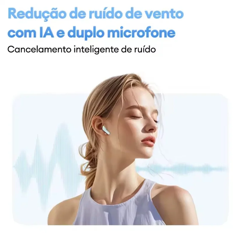 Fone De Ouvido Lenovo Services Le209 Bluetooth Cancelamento De Ruído Inteligente E Design Premium - Preto