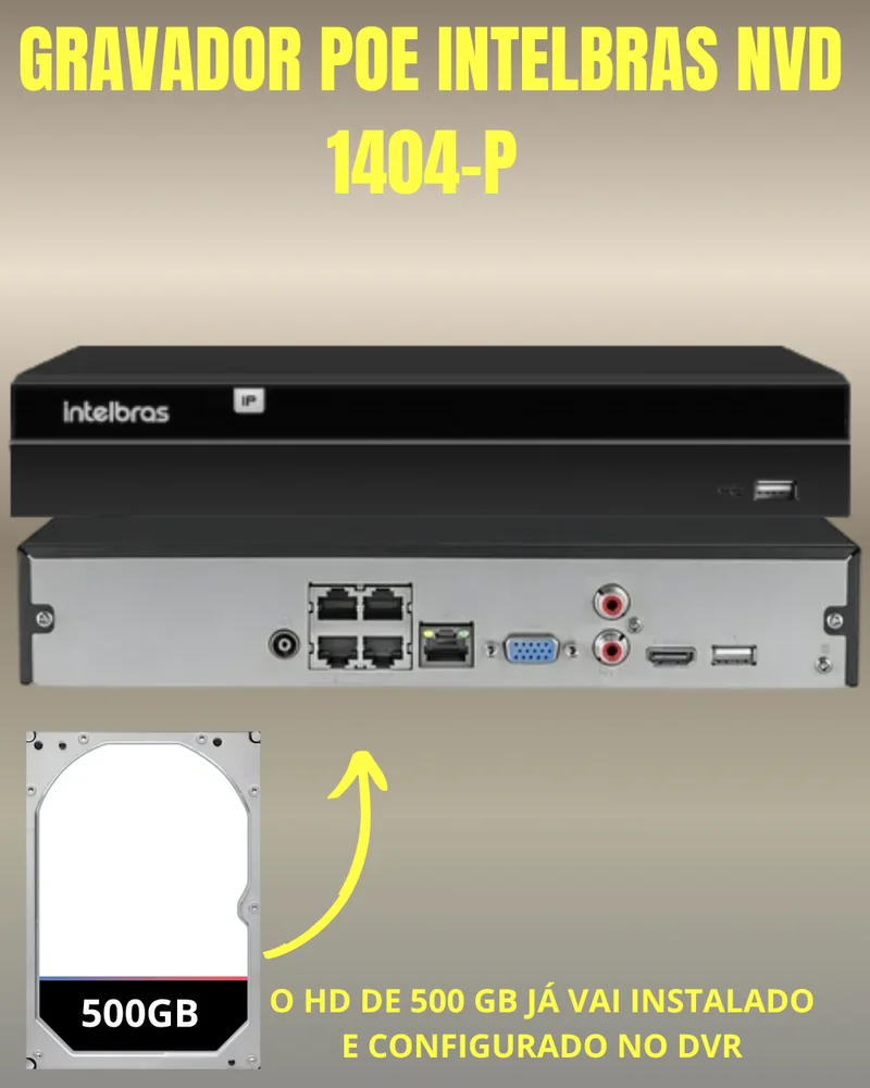 Kit 1 Câmera Ip Vipc 1230b Intelbras Nvd 1404p Hd 500gb