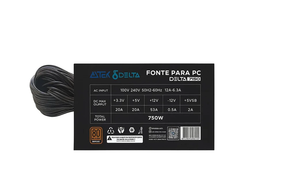 Fonte ATX 550W Bivolt para PC | 80 Plus | Conector Padrão | Custo-Benefício Fonte ATX 550W Bivolt para PC | 80 Plus | Conector Padrão | Custo-Benefício