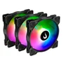 Kit c/3 Ventoinhas Gamer Rise Mode X Led Rainbow Black 120mm 1200 RPM - RM-XLD-01-RBW